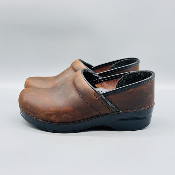 Dansko Shoes Womens 8 Brown Leather Professional Clogs Slip On Work Nursing - Picture 5 of 10